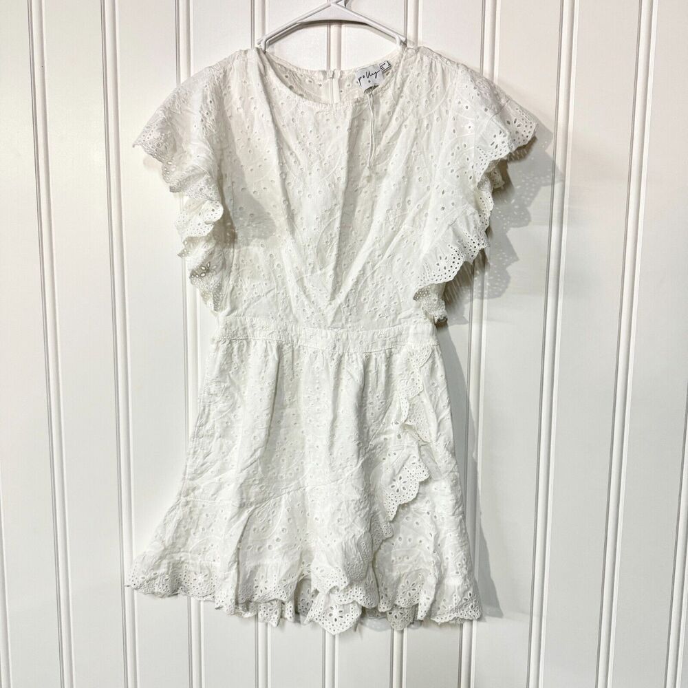Princess Polly Dress Women Size 4 Ruffled Pleated Mini White Cottage Flared Lace